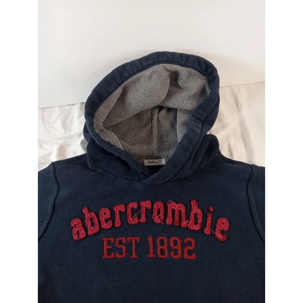 Abercrombie & Fitch‎ Hoodie Black Boys Size Large Muscle Popover Pockets Thermal